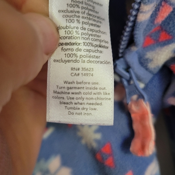 Carter's Blue and Pink Fuzzy Open Foot One Piece, 9 Months - Picture 10 of 10